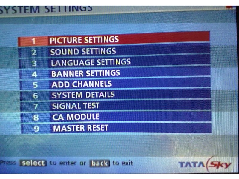 Tata Sky First Time Installation Settings